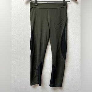 Nike Pro Olive and Black Athletic Mesh Legging Pants Sz S